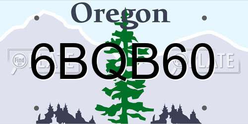 6BQB60 Oregon License Plate