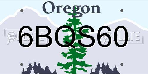 6BQS60 Oregon License Plate