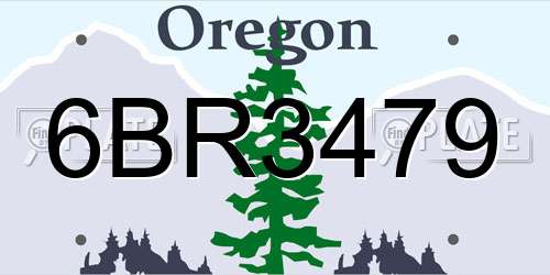 6BR3479 Oregon License Plate