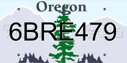 6BRE479 Oregon License Plate