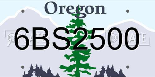 6BS2500 Oregon License Plate