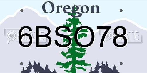 6BSO78 Oregon License Plate