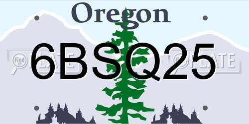 6BSQ25 Oregon License Plate