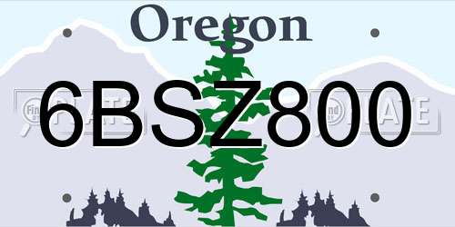 6BSZ800 Oregon License Plate