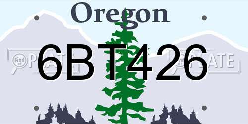 6BT426 Oregon License Plate
