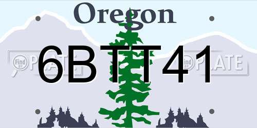 6BTT41 Oregon License Plate