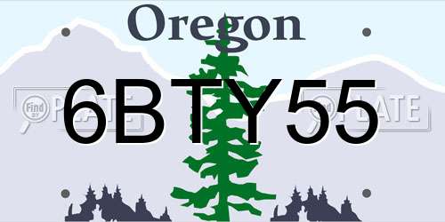 6BTY55 Oregon License Plate