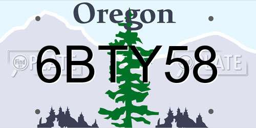 6BTY58 Oregon License Plate