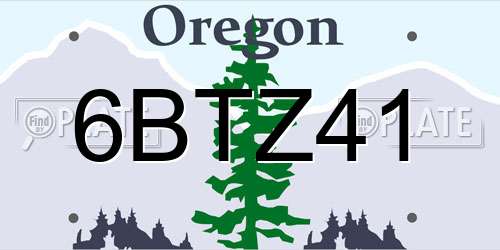 6BTZ41 Oregon License Plate