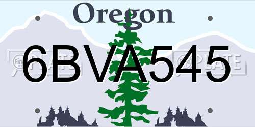 6BVA545 Oregon License Plate