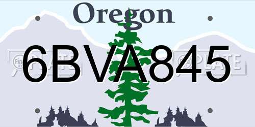 6BVA845 Oregon License Plate
