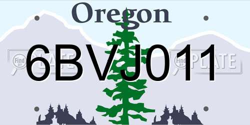 6BVJ011 Oregon License Plate