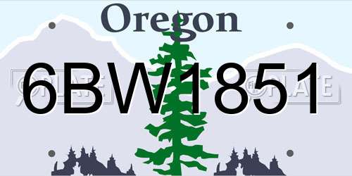 6BW1851 Oregon License Plate