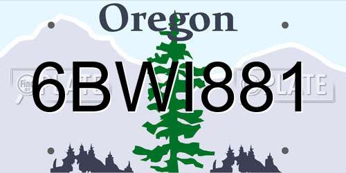 6BWI881 Oregon License Plate