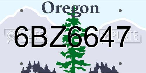 6BZ6647 Oregon License Plate