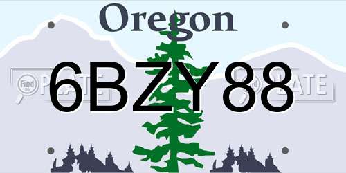 6BZY88 Oregon License Plate