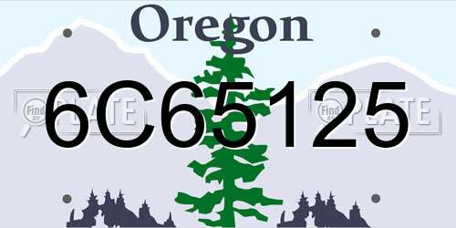 6C65125 Oregon License Plate