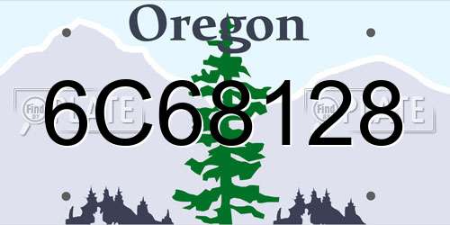 6C68128 Oregon License Plate