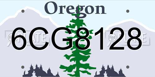 6CG8128 Oregon License Plate