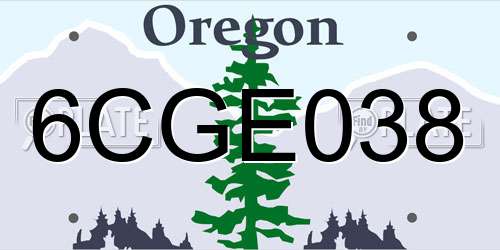 6CGE038 Oregon License Plate