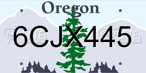 6CJX445 Oregon License Plate