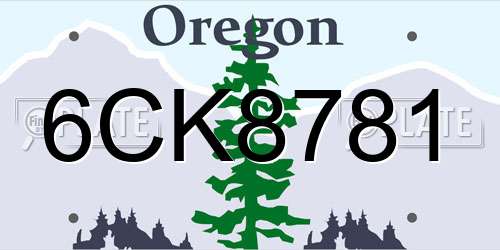 6CK8781 Oregon License Plate