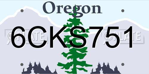 6CKS751 Oregon License Plate