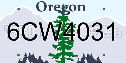 6CW4031 Oregon License Plate
