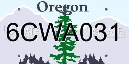 6CWA031 Oregon License Plate