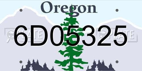 6D05325 Oregon License Plate