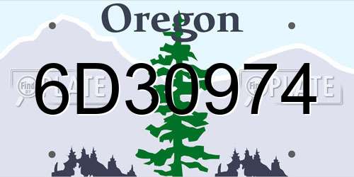 6D30974 Oregon License Plate