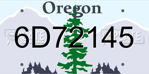 6D72145 Oregon License Plate