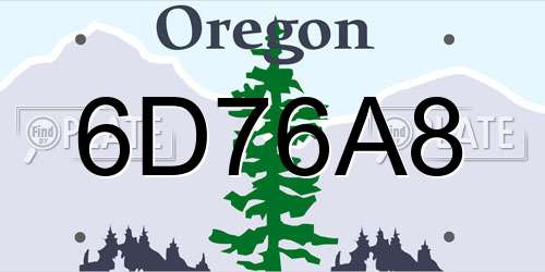 6D76A8 Oregon License Plate