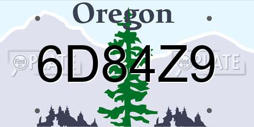 6D84Z9 Oregon License Plate
