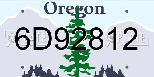 6D92812 Oregon License Plate