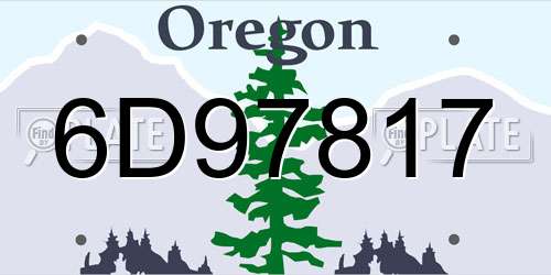 6D97817 Oregon License Plate