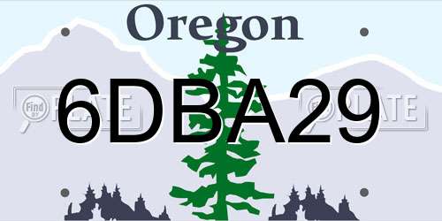 6DBA29 Oregon License Plate