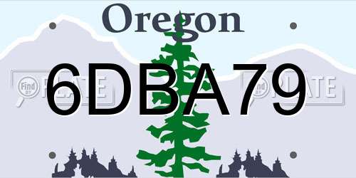 6DBA79 Oregon License Plate