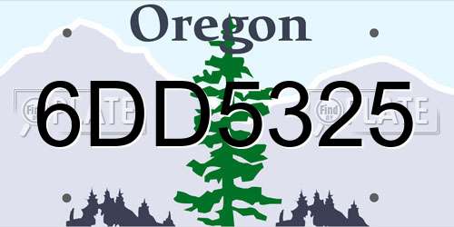 6DD5325 Oregon License Plate