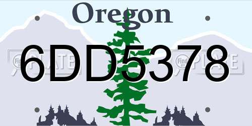 6DD5378 Oregon License Plate