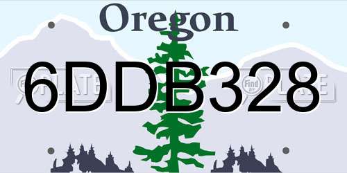 6DDB328 Oregon License Plate