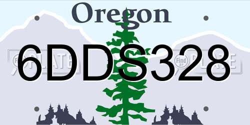 6DDS328 Oregon License Plate