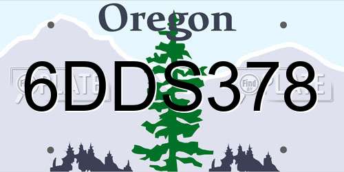 6DDS378 Oregon License Plate
