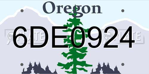 6DE0924 Oregon License Plate