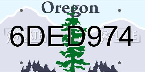 6DED974 Oregon License Plate