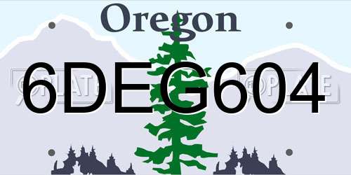 6DEG604 Oregon License Plate