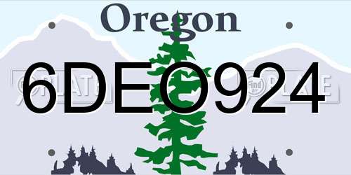 6DEO924 Oregon License Plate