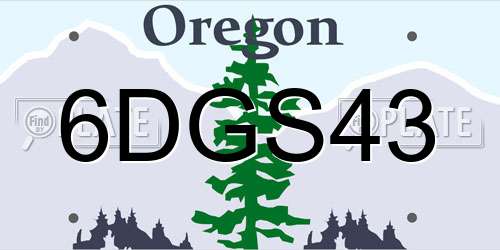 6DGS43 Oregon License Plate