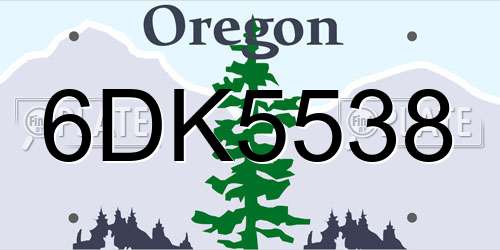 6DK5538 Oregon License Plate