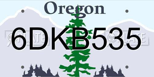 6DKB535 Oregon License Plate